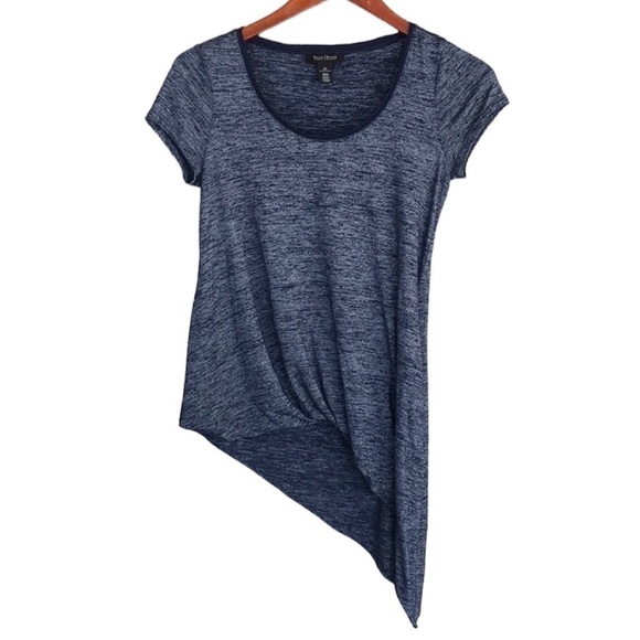 White House Black Market Asymmetrical Tuck Hem Tee Officer Blue XS - Picture 3 of 12